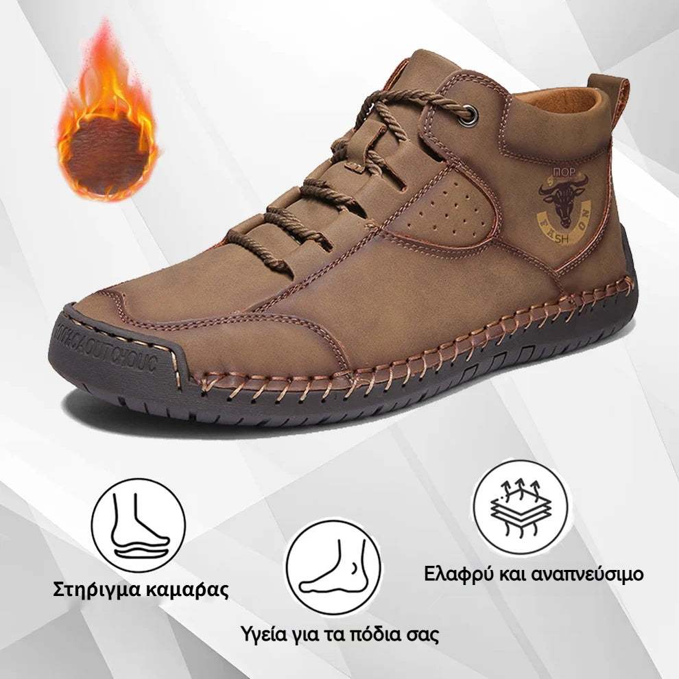 🔥2025 Νεότερα Ανδρικά Ορθοπεδικά Παπούτσια👞Άνετες δερμάτινες αντιολισθητικές casual μπότες✅ Επένδυση από κασμίρ