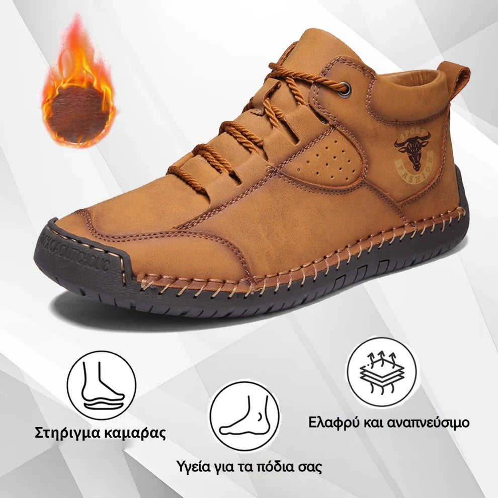 🔥2025 Νεότερα Ανδρικά Ορθοπεδικά Παπούτσια👞Άνετες δερμάτινες αντιολισθητικές casual μπότες✅ Επένδυση από κασμίρ