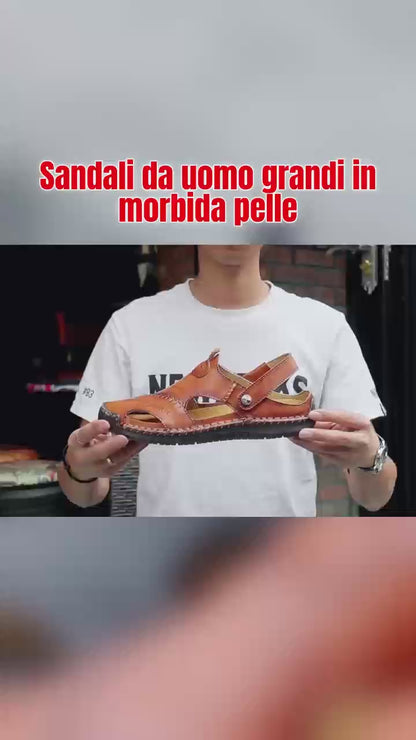 🔥2025 Ανδρικά μεγάλα αναπνεύσιμα σανδάλια με μαλακό δερμάτινο εξωτερικό